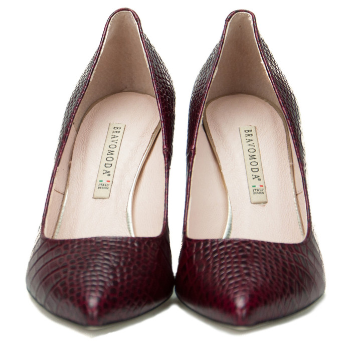 Czółenka Bravo Moda 1679 croco bordo